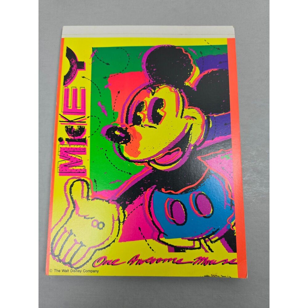 Vintage Mickey Mouse Mead Disney Electric Stationery Pad Neon Pop Art  90s
